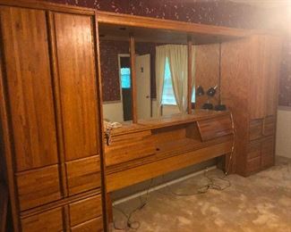 Wow lookit this MCM bed headboard console cabinet giantess piece of furniture!! You need this. It's cool!