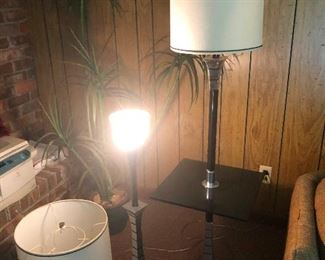 bodyless lampshade, shadeless lamp body and intact floor lamp lording itself over everyone