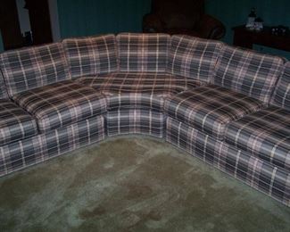 NORWALK FURNITURE THREE-SECTION PLAID SOFA