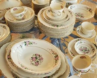 Large set including soup tureen and serving pieces