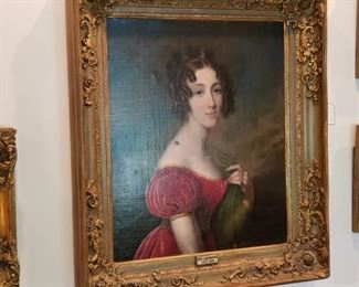 19th Century English ancestor portrait with label  "Anne Lady Montagu 1804-1864"