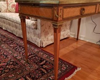Corner picture of a French style two drawer writing desk