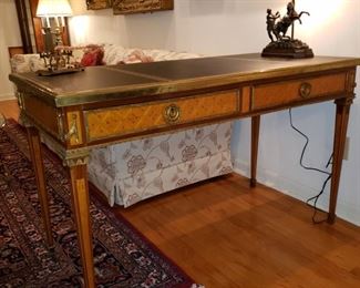 Leather top bronze decorated French style writing table