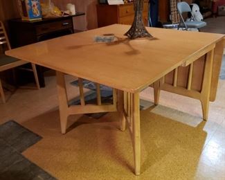 MCM blonde wood dropleaf table