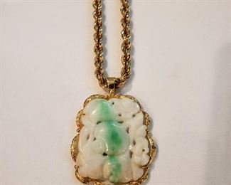 Jade pendant in 14k gold setting with 14k chain