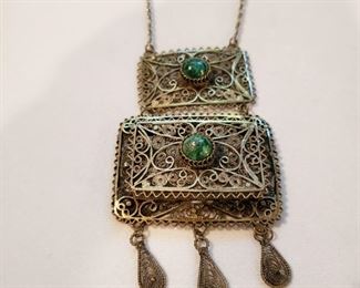 Tibetan silver pendant necklace
