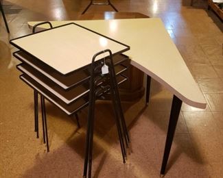 MCM set of four stack tables and a corner table