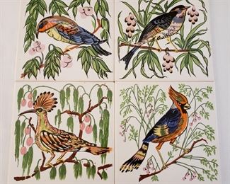 Portuguese bird tiles set of four