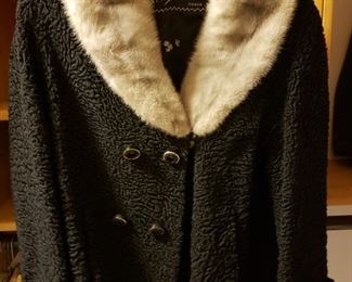 Mink collar curly lambswool jacket