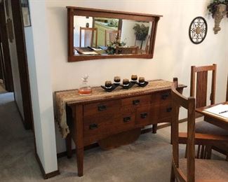 Mission style buffet and Mirror.
