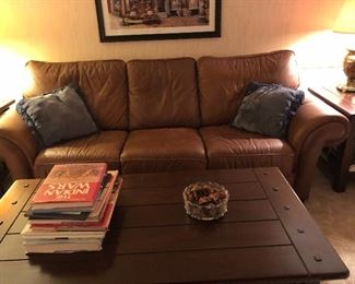 Super nice leather sofa.