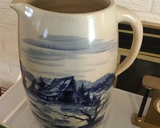 Earthenware Pitcher w/ blue paint