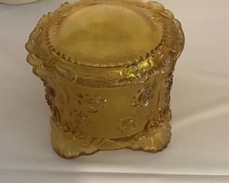 Vintage glass covered trinket dish