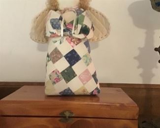 Handmade angel and wood box