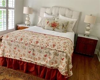 Queen bed and side tables.