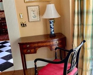 Ladies writing desk and black lacquered chair