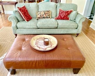 Pearson three cushion sofa.  Pottery Barn ottoman.