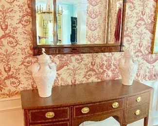 Kindel Federal style mahogany buffet and antique mirror