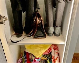 Boots!  Scarves!  Brighton handbag! Shoes are 9.5-10
Clothes range from S-L. Most 8/10 and M/L