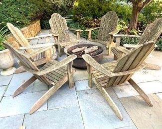 6 Country Casuals Adirondack chairs and copper fire pit