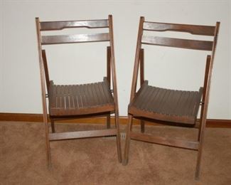 Vintage wood folding chairs (4 total)