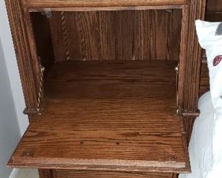 Fold-down nightstand on Queen Bed