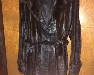 Mink & leather coat circa 1950s 