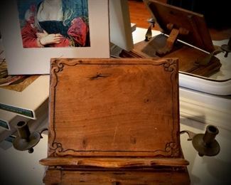 antique book stand with candle drawer 