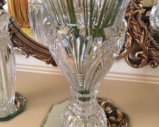 Decor on fireplace mantle - leaded glass