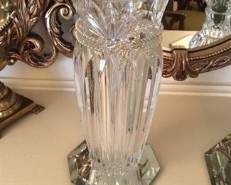 Decor on fireplace mantle - leaded glass