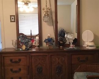 Double mirror dresser in bedroom