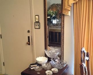 Tall mirror with drop leaf table