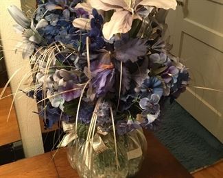 More floral in lovely blue tinted vase