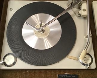 Inside of large phonograph/stereo - turntable