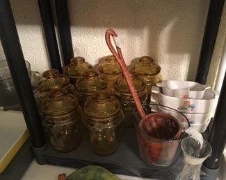 Set of amber glass canisters