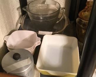 Pyrex and Corning Ware - vintage grease can