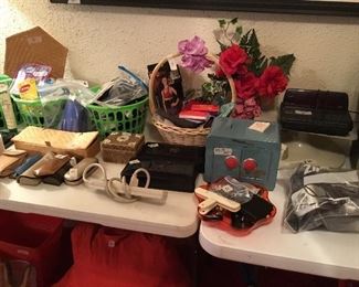 Various items from bathrooms and bedrooms - glasses & cases