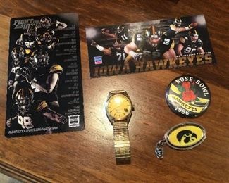 Iowa Hawkeye watch and memorabilia.