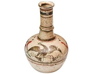 32. Antique Hand Painted Ceramic Bottle wEagle