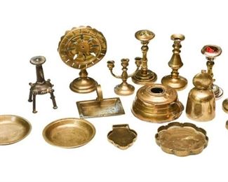 37. Mixed Collection Vintage Brass Objects Dishes