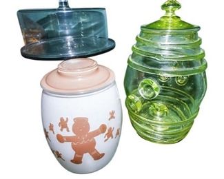 49. Two 2 Vintage Glass BiscuitCookie Jars