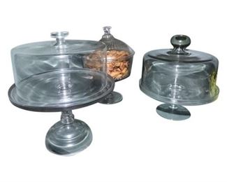 50. Lot Glass Cake Stands wLidded Candy Dish