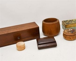 76. Collection of Vintage Wooden TrinketUtility Boxes ITALY