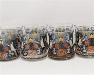 82. Lot of Eight 8 Vintage Enamel Decoration Drinking Glasses