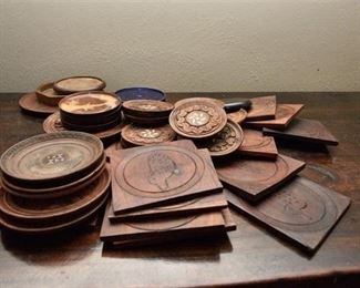 93. Collection of Decorated Wooden Coasters