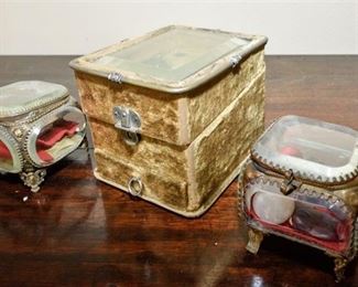 108. Three Trinket Boxes with Beveled Glass Detail