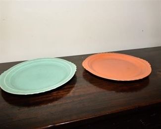 111. Set of Two 2 Vintage Art Deco Ceramic Serving Platters