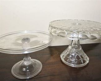 112. Two 2 Vintage Pressed Glass Cake Stands