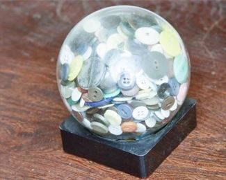 118. Vintage Mounted Glass Display Dome wAntique Button Collection