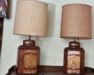 124. Pair of Tole Bartlett Son Lamps